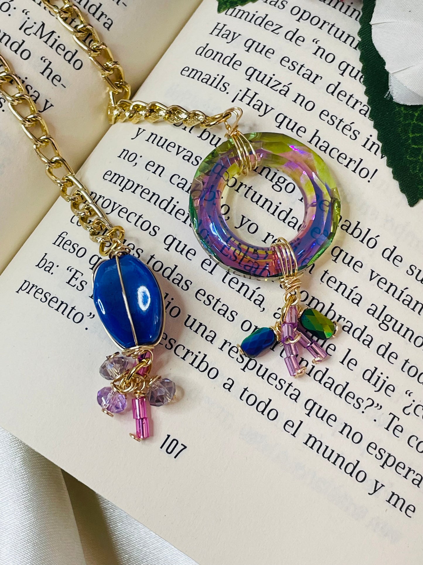 Marcadores de Libros con Aros de Cristal Tornasol