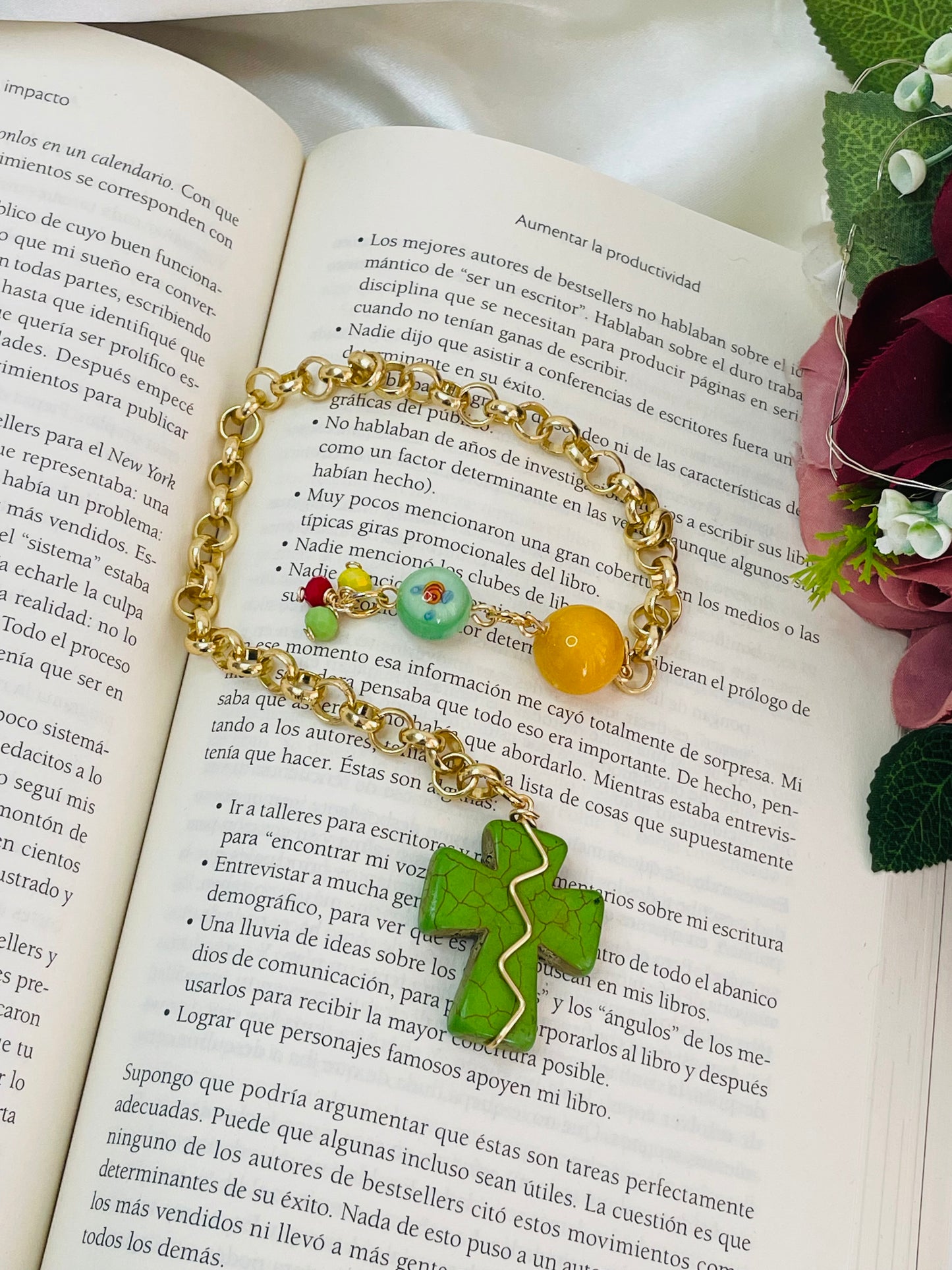 Marcador Cruz Piedra Turquesa Verde