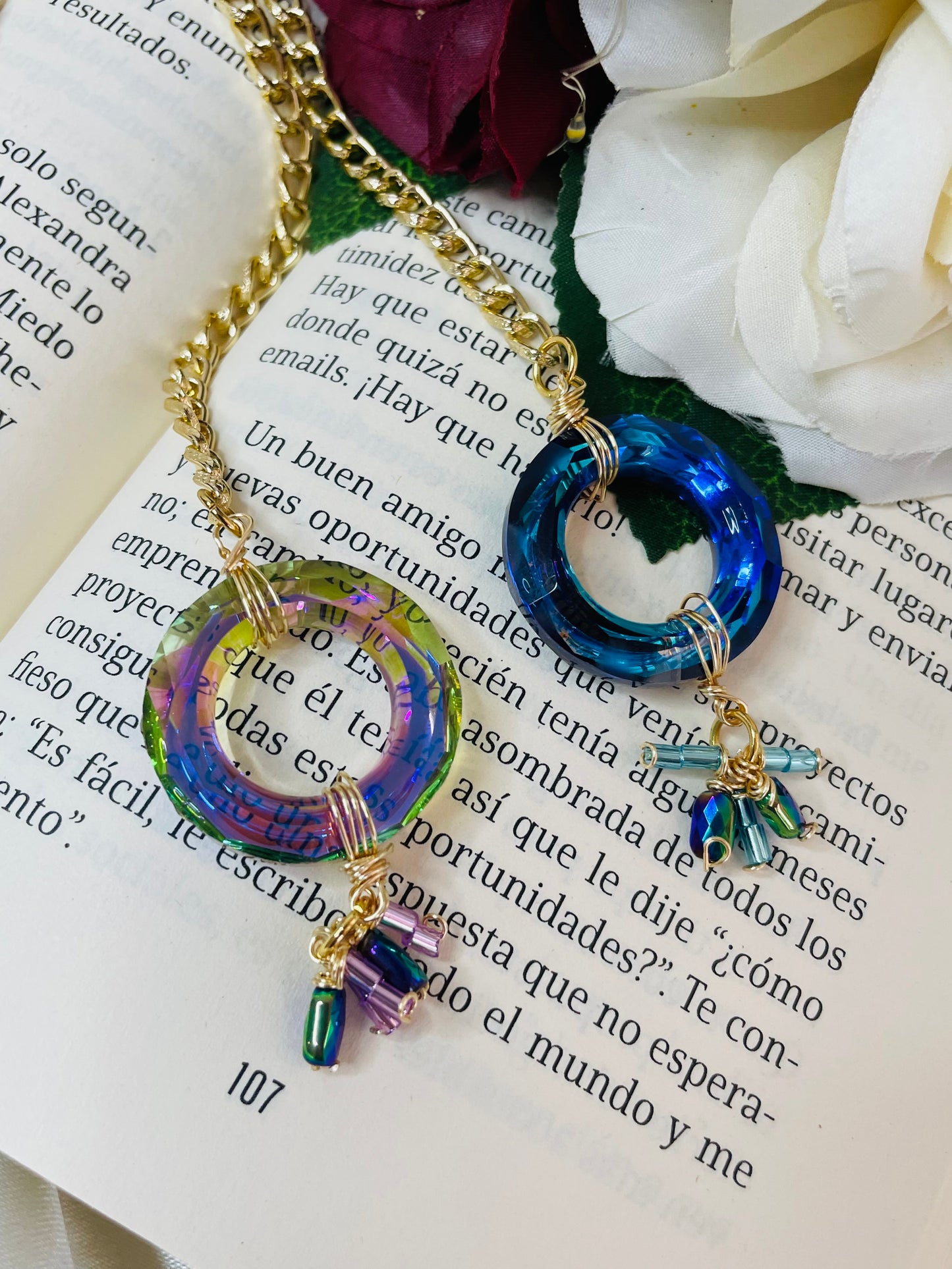 Marcadores de Libros con Aros de Cristal Tornasol