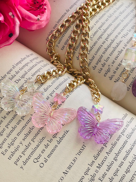 Marcador de Libros con Charm de Mariposa Tornasol
