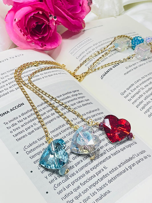 Marcador de Libros con Charm de Corazón Estilo Diamante