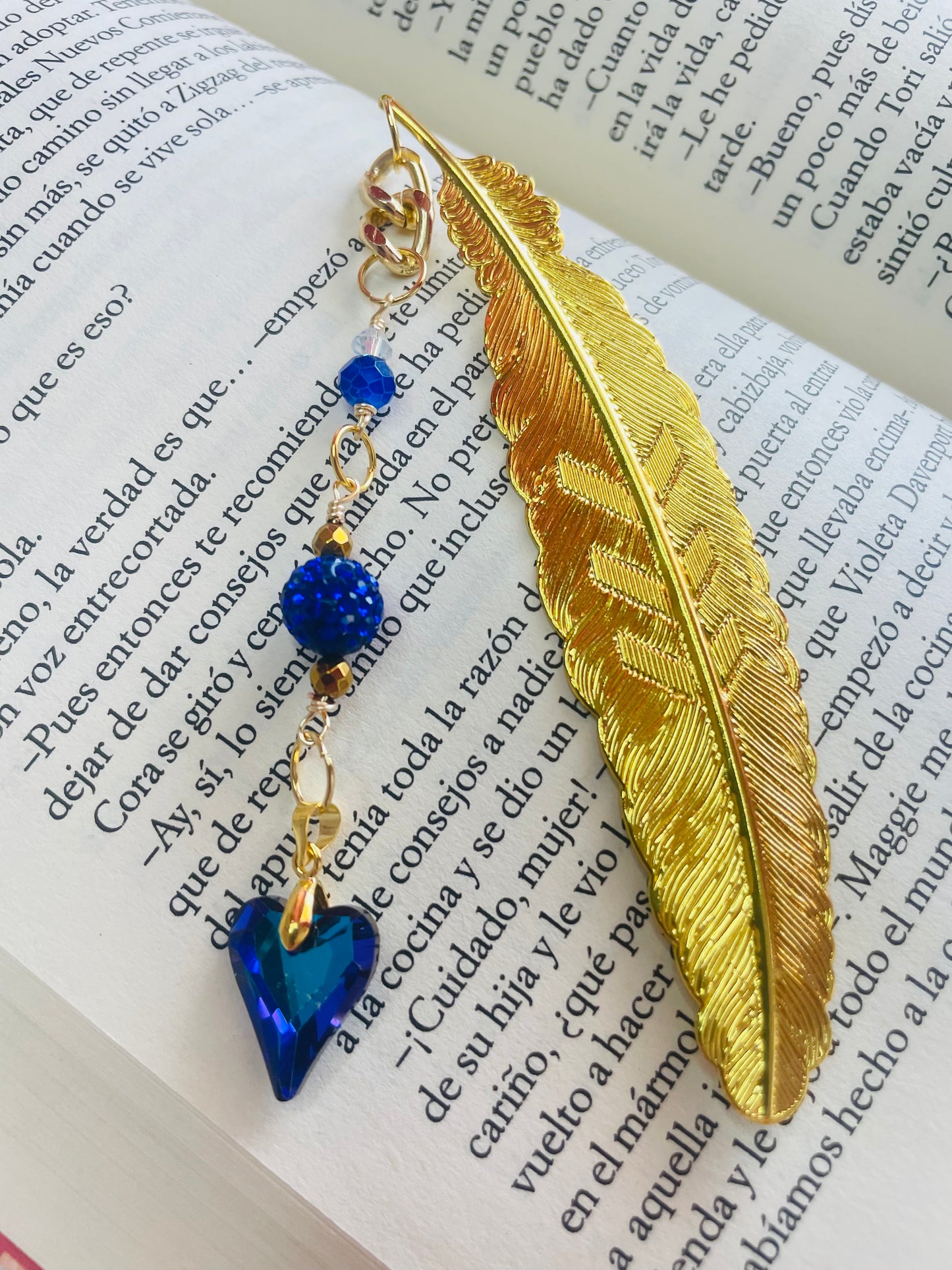 Marcador Pluma Corazón de Cristal